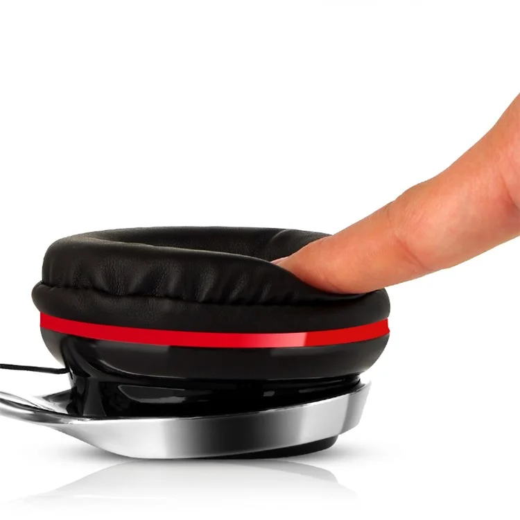 INGEL IP878 3.5mm Wired Foldable Stereo Headphone HiFi Super Bass Over-Head Headset with MIc - Black / Red