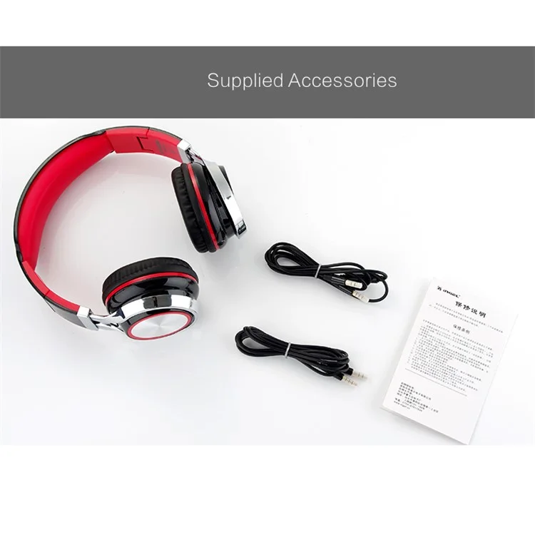 INGEL IP878 3.5mm Wired Foldable Stereo Headphone HiFi Super Bass Over-Head Headset with MIc - Black / Red