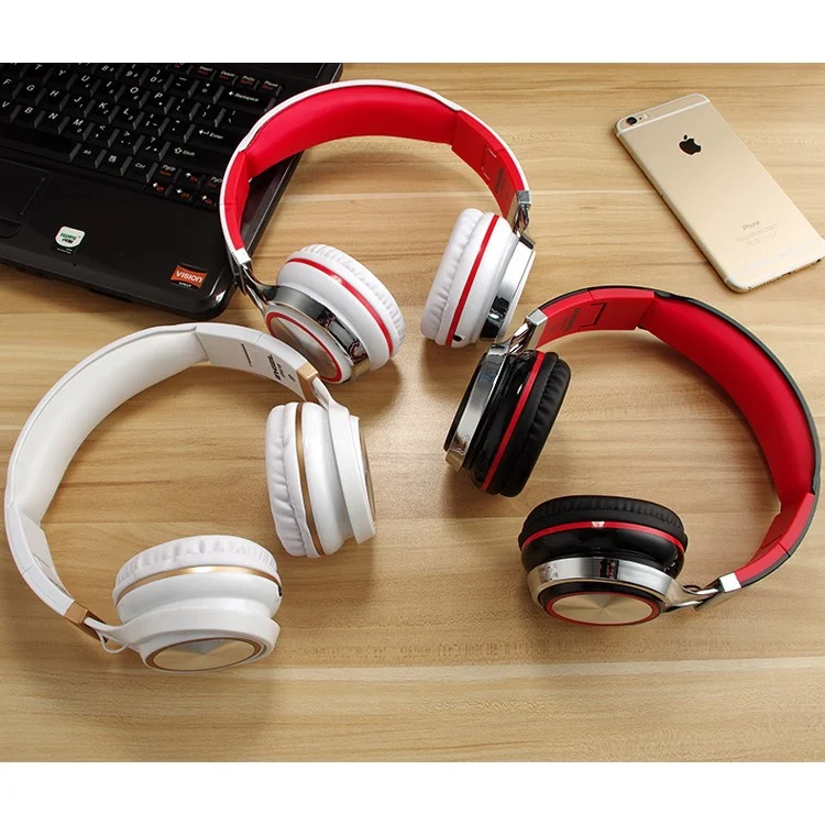 INGEL IP878 3.5mm Wired Foldable Stereo Headphone HiFi Super Bass Over-Head Headset with MIc - Black / Red