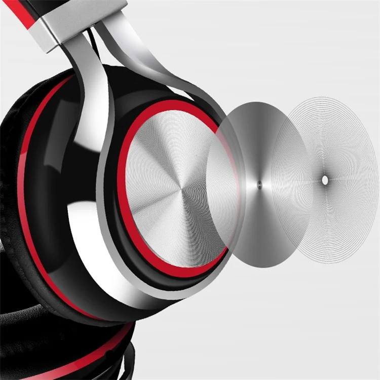 INGEL IP878 3.5mm Wired Foldable Stereo Headphone HiFi Super Bass Over-Head Headset with MIc - Black / Red