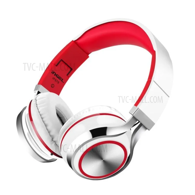 INGEL IP878 3.5mm Wired Foldable Stereo Hands-free Headset Super Bass Headphone - White / Red