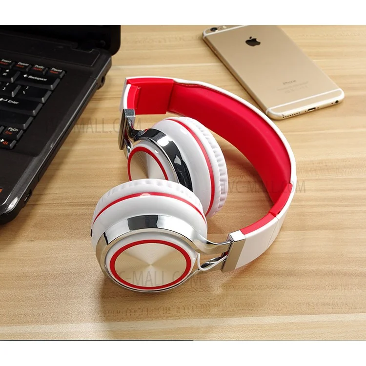 INGEL IP878 3.5mm Wired Foldable Stereo Hands-free Headset Super Bass Headphone - White / Red