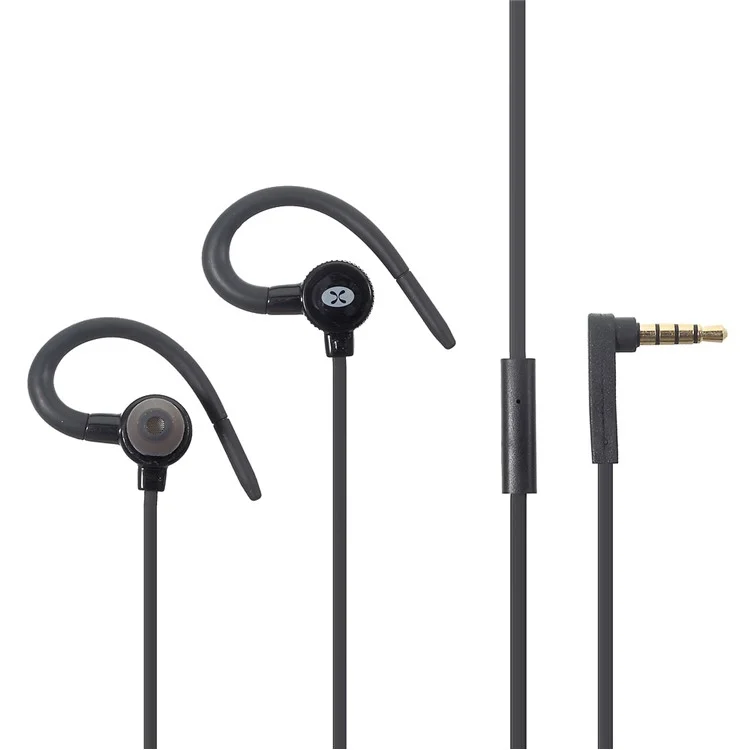 VORSON VE-004 3.5mm In-ear Stereo Earphone Ear Hook Headset with Mic for iPhone Samsung Etc - Black