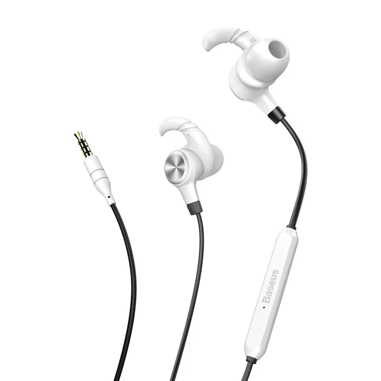 BASEUS Encok Wire Earphone HiFi Stereo In-ear Headphone with Mic and Remote Control (H31) - White