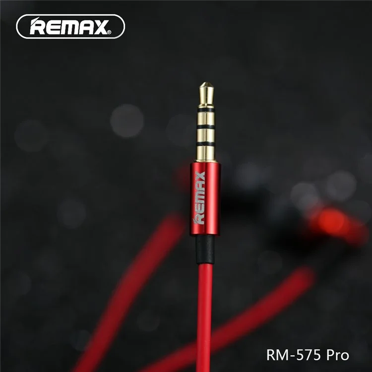 REMAX RM-575 Pro 3.5mm In-ear Earphone with Mic and Line-in Control for iPhone Samsung Sony - Red