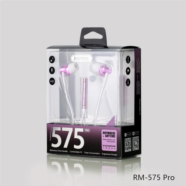 REMAX RM-575 Pro 3.5mm In-ear Earphone with Mic and Line-in Control for iPhone Samsung Sony - Red