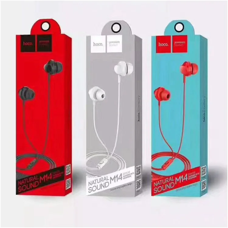 HOCO M14 Natural Sound Universal In Ear 3.5mm Wired Hands Free Earphones with Microphone - Black