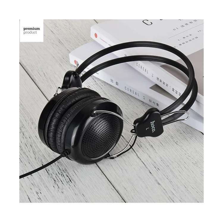 HOCO W5 Manno Wired Over-ear Stereo Headphone with Remote Control and Mic for Samsung Galaxy S8 - Black