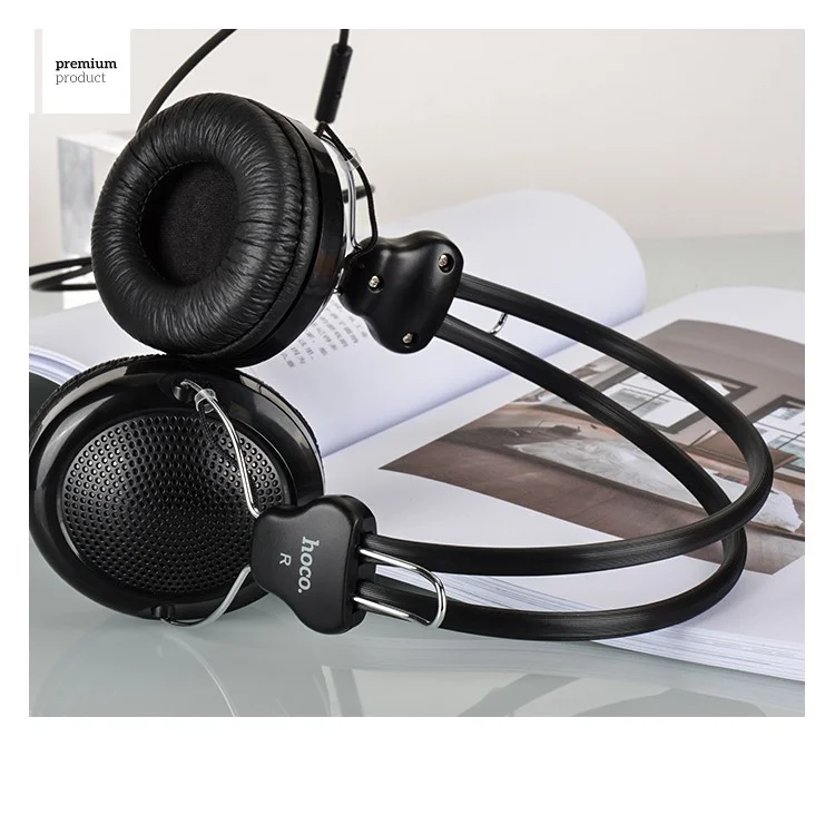HOCO W5 Manno Wired Over-ear Stereo Headphone with Remote Control and Mic for Samsung Galaxy S8 - Black