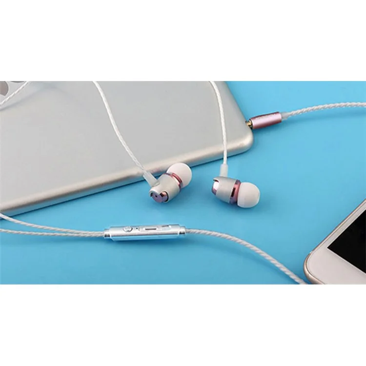 3.5mm Earphone In-ear with Remote and Mic for Xiaomi iPhone Samsung etc - Rose Gold Color