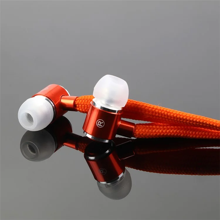 Shoelaces Earphone Stereo Headphones Headset Music Earpieces with Microphone for iPhone Xiaomi Samsung Sport - Orange