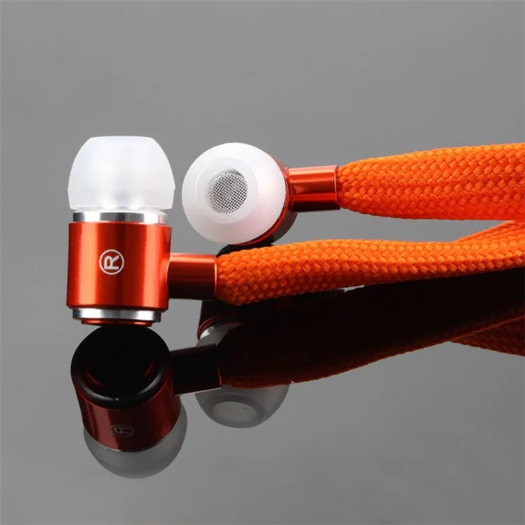 Shoelaces Earphone Stereo Headphones Headset Music Earpieces with Microphone for iPhone Xiaomi Samsung Sport - Orange