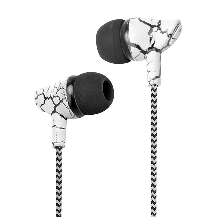 3.5mm Crack Braided Wired Sport Headphone with Microphone Free Headphone for iPhone Samsung Xiaomi etc. - White