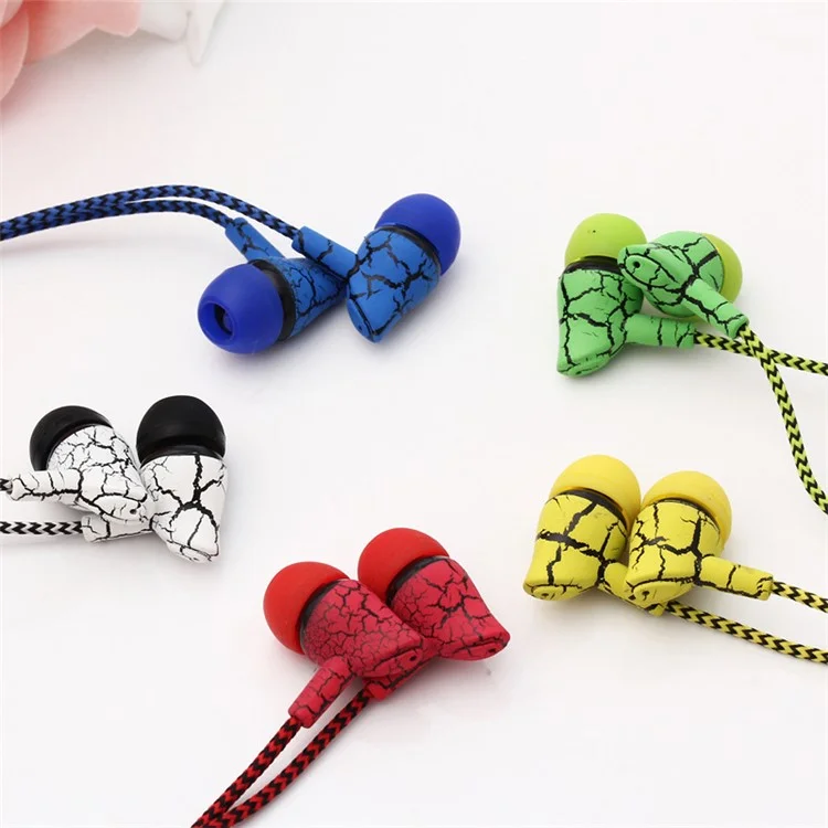3.5mm Crack Braided Wired Sport Headphone with Microphone Free Headphone for iPhone Samsung Xiaomi etc. - White