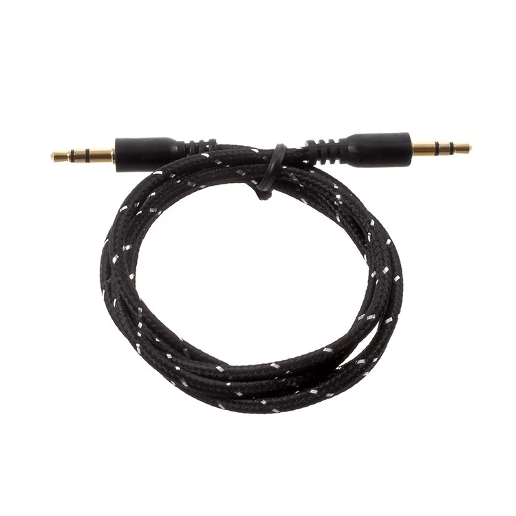 Cable De Audio Auxiliar Estéreo Tejido De 3.5mm Al Macho Para PC IPhone MP3 MP4 - Negro