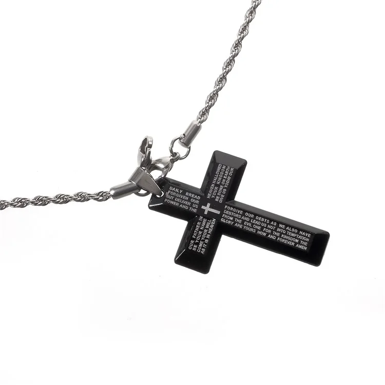 Anti-lost Necklace Accessory Strap for AirPods Wireless Earphone DIY Stainless Steel Cross Pendant Lord's Prayer Necklace