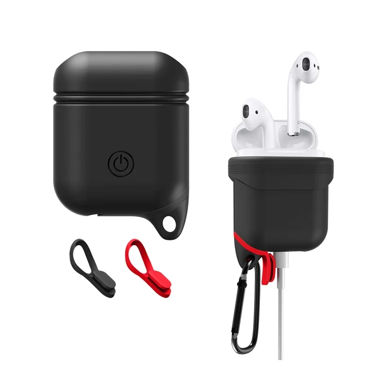 Portable Waterproof Shockproof Silicone Case Protective Cover for Apple AirPods - Black
