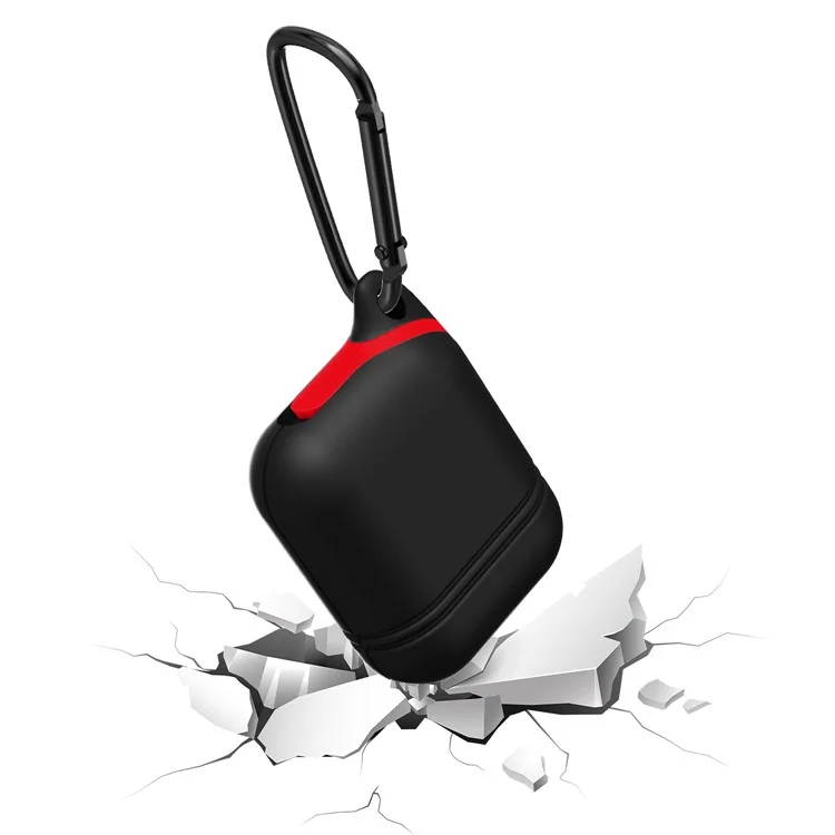 Portable Waterproof Shockproof Silicone Case Protective Cover for Apple AirPods - Black