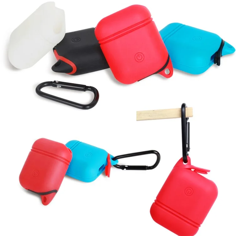 Portable Waterproof Shockproof Silicone Case Protective Cover for Apple AirPods - Black