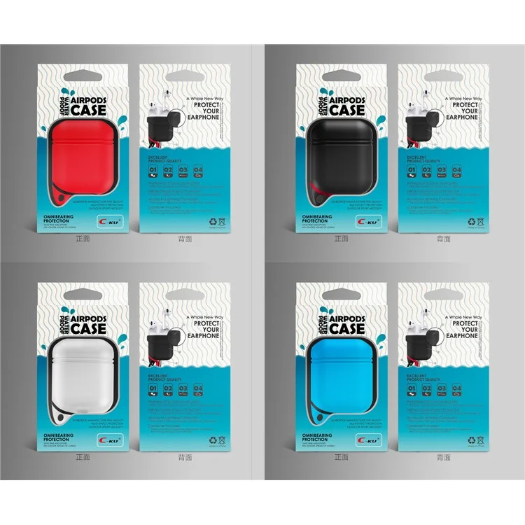 Portable Waterproof Shockproof Silicone Case Protective Cover for Apple AirPods - Black