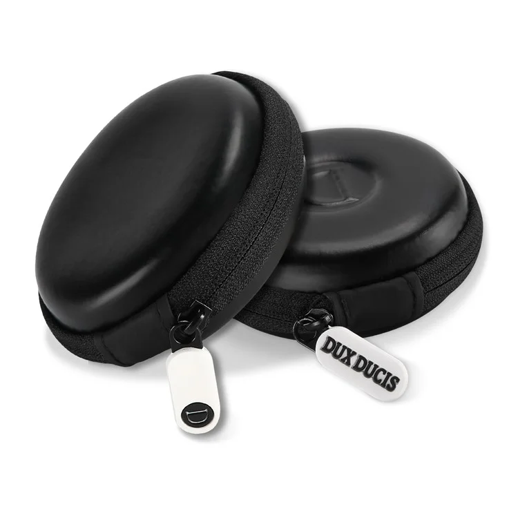 DUX DUCIS Mini Round PU Leather Earphone U-disk Carrying Storage Bag - Black