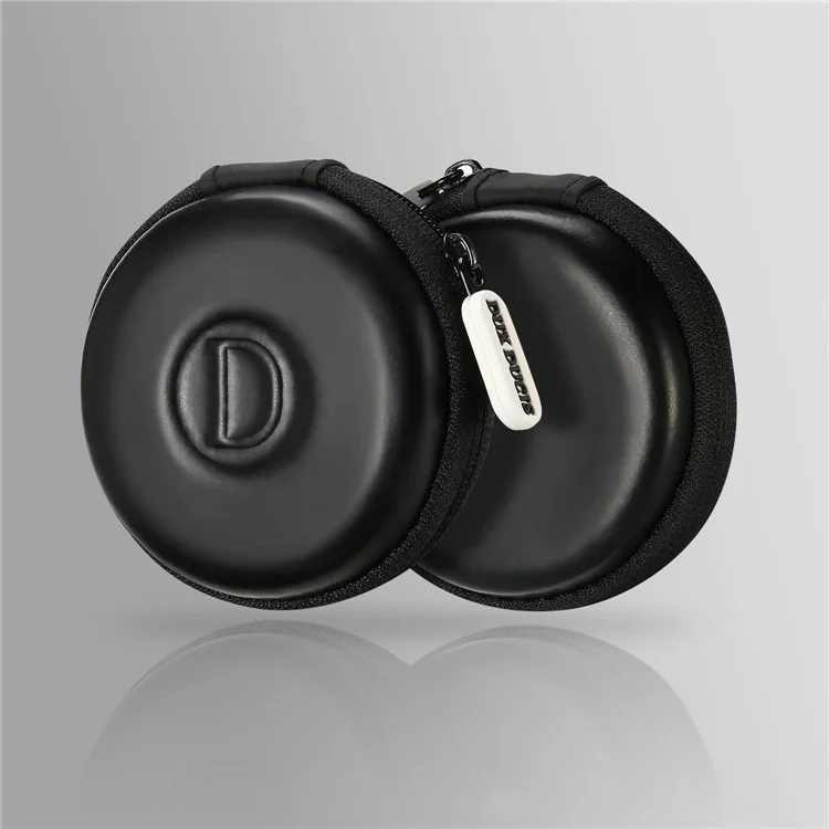 DUX DUCIS Mini Round PU Leather Earphone U-disk Carrying Storage Bag - Black