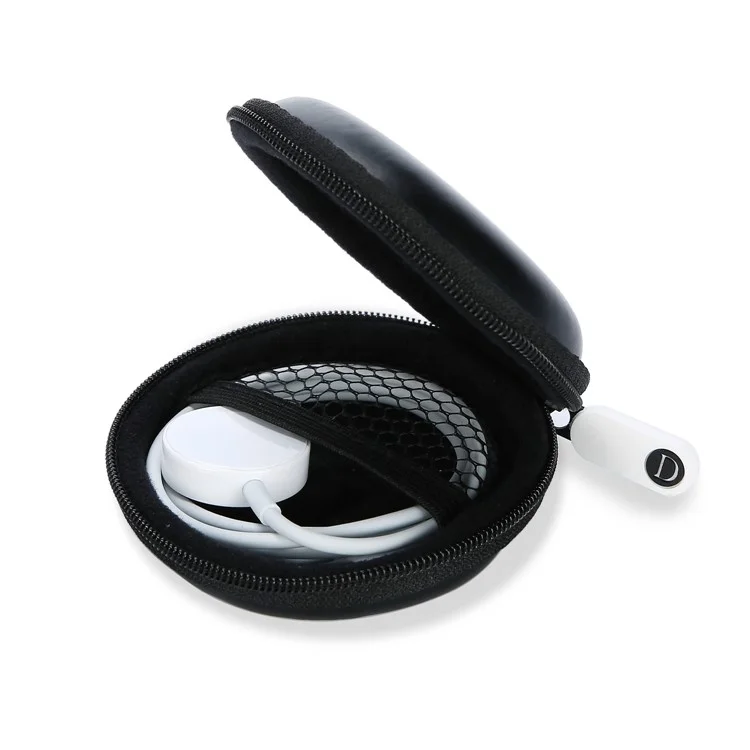 DUX DUCIS Mini Round PU Leather Earphone U-disk Carrying Storage Bag - Black