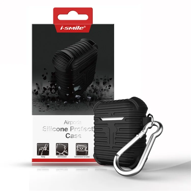 ISMILE Anti-lost Drop-proof Silicone Gel Protective Cover for Apple Airpods Charging Case - Black