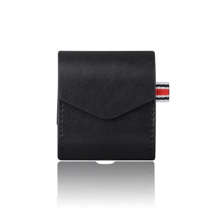 ISMILE Taibao Series PU Leather Protective Cover for Apple Airpods Charging Case with Carabiner - Black