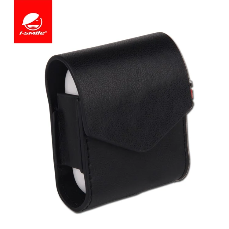 ISMILE Taibao Series PU Leather Protective Cover for Apple Airpods Charging Case with Carabiner - Black