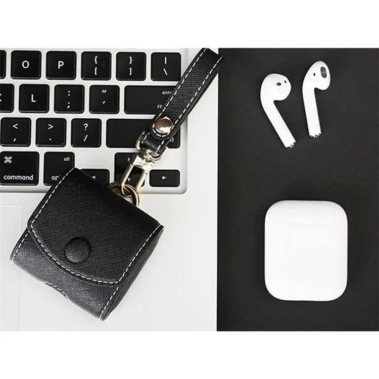 ISMILE JiaShang Series Genuine Leather Protective Case for Apple Airpods Charging Case - Black