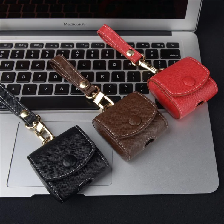 ISMILE JiaShang Series Genuine Leather Protective Case for Apple Airpods Charging Case - Black