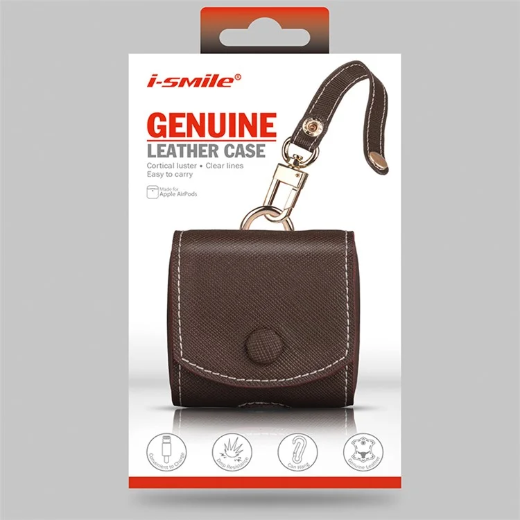 ISMILE JiaShang Series Genuine Leather Protective Case for Apple Airpods Charging Case - Black