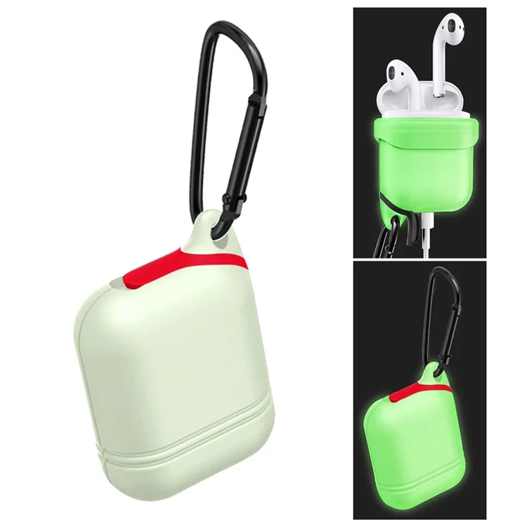 Luminous Waterproof Shockproof Silicone Protective Case with Carabiner for Apple AirPods