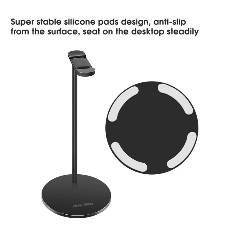 Aluminum Alloy Headphone Holder Stand for Universal Headsets - Black
