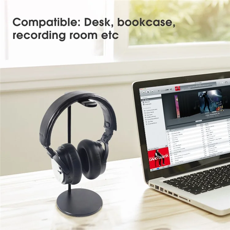 Aluminum Alloy Headphone Holder Stand for Universal Headsets - Black