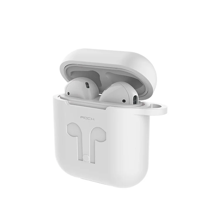 ROCK Silicone Case Shock Proof Protective Cover and Anti-lost Strap for Apple AirPods - White