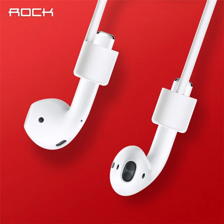 ROCK Silicone Case Shock Proof Protective Cover and Anti-lost Strap for Apple AirPods - White