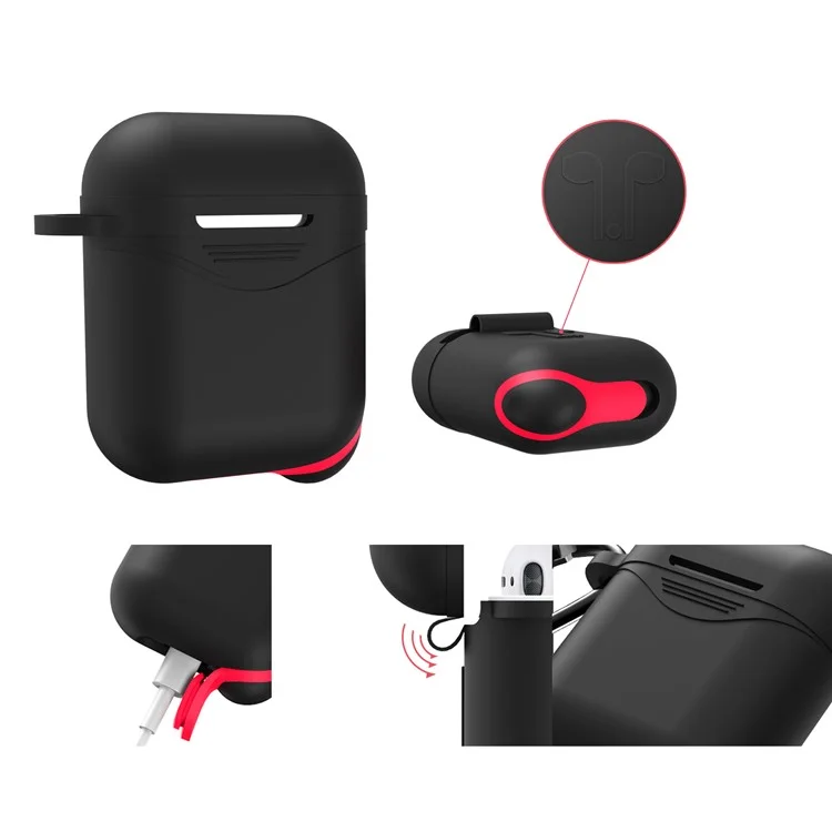 Mini Waterproof Dust-proof Drop-proof Silicone Case for Apple AirPods - Black