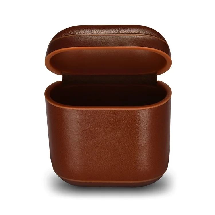 ICARER Vintage Style Genuine Leather Headset Protection Case for Air Pods - Coffee