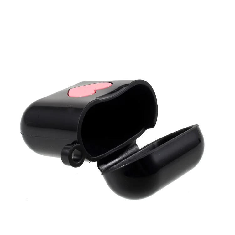Heart Pattern Protective Silicone AirPods Cover with Carabiner for Apple AirPods Charging Case - Black