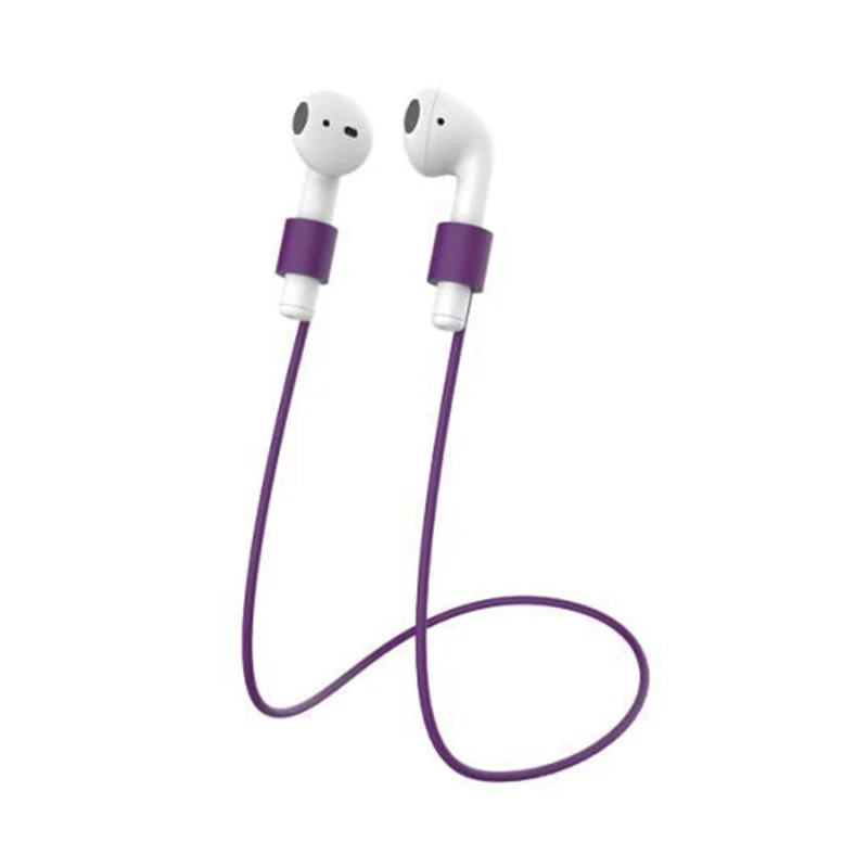 10Pcs/Set Earphone Anti-lost Silicone Rope Strap for Apple AirPods - Purple