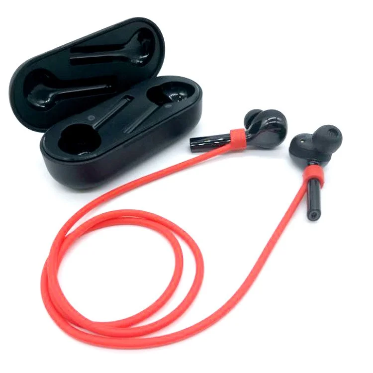 10Pcs/Set Earphone Anti-lost Silicone Rope Strap for Huawei FreeBuds - Red