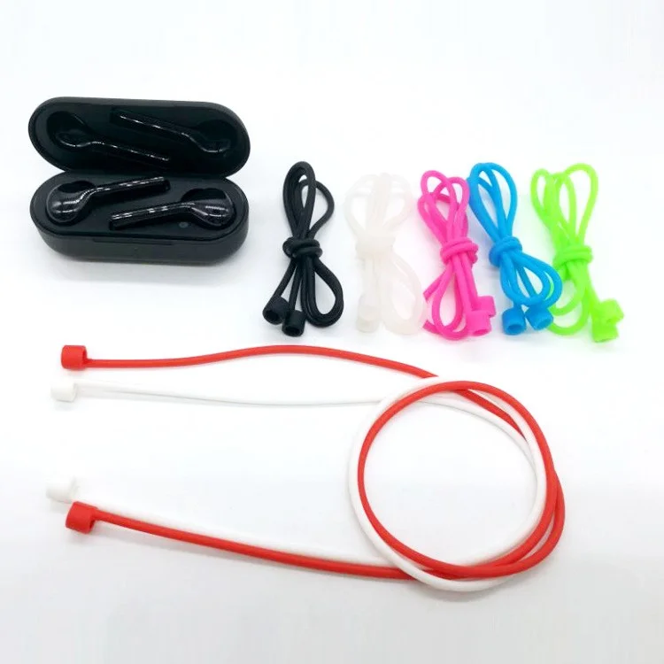 10Pcs/Set Earphone Anti-lost Silicone Rope Strap for Huawei FreeBuds - Red