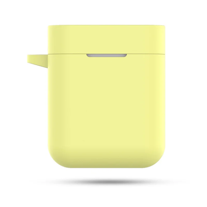 Soft Silicone Shockproof Case with Carabiner for Xiaomi Mi Air TWS Bluetooth-compatible Headset - Yellow