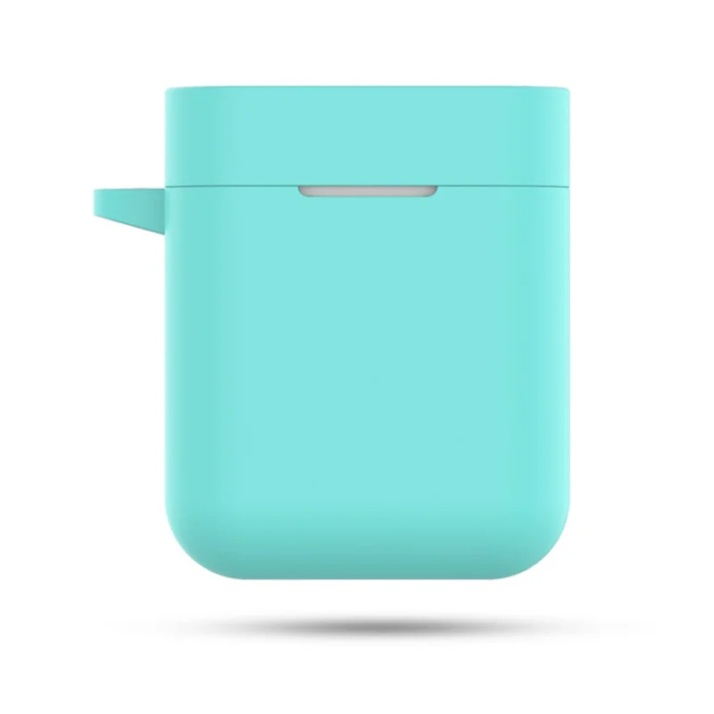 Soft Silicone Shockproof Case with Carabiner for Xiaomi Mi Air TWS Bluetooth-compatible Headset - Cyan