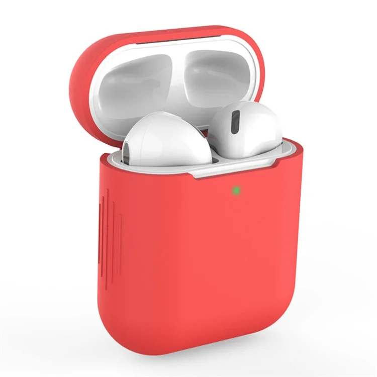 Silicone Bluetooth Earphone Charging Case Cover Protective Case for Apple AirPods with Charging Case (2019)/with Wireless Charging Case (2019)/with Charging Case (2016) - Red