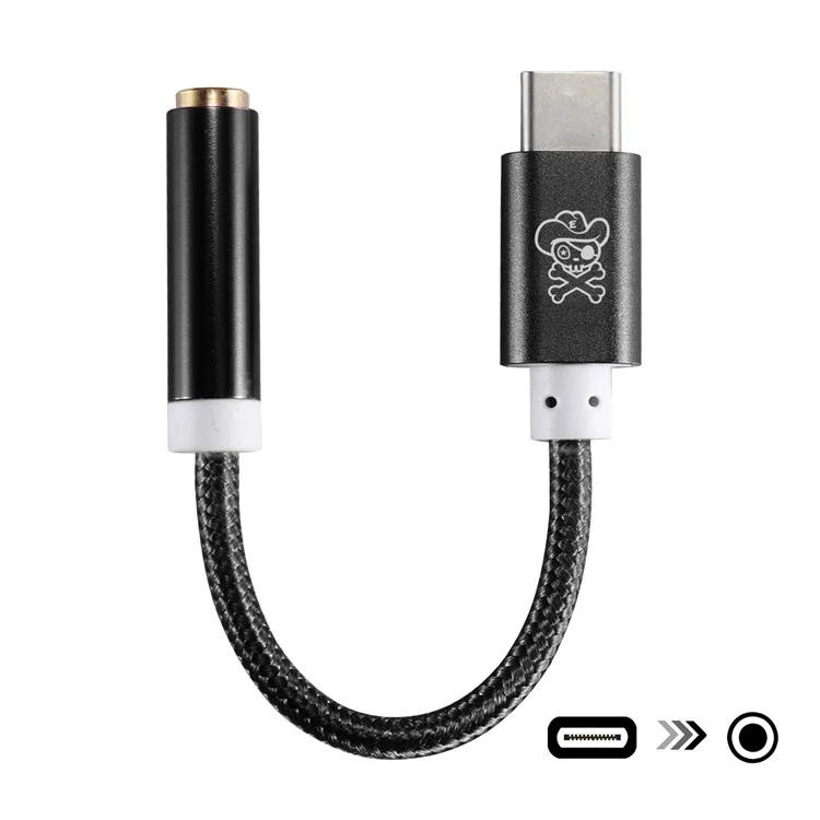 HAT PRINCE Adaptador de Áudio USB Type-C para 3,5mm para MacBook 12 polegadas /Huawei P9 Plus - Preto