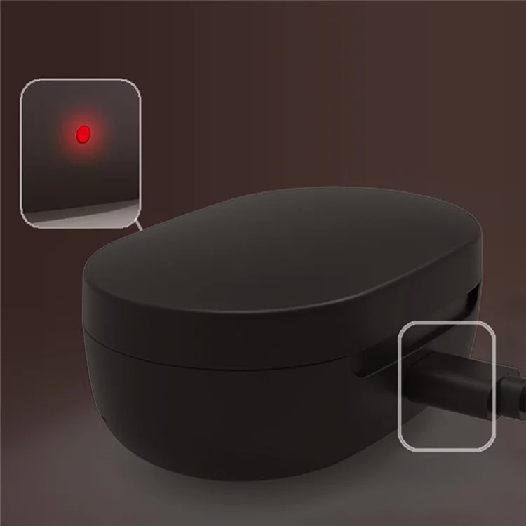 Silicone Case Protective Cover for Xiaomi Airdots TWS Bluetooth-compatible Earphone Youth Version Headset - Black