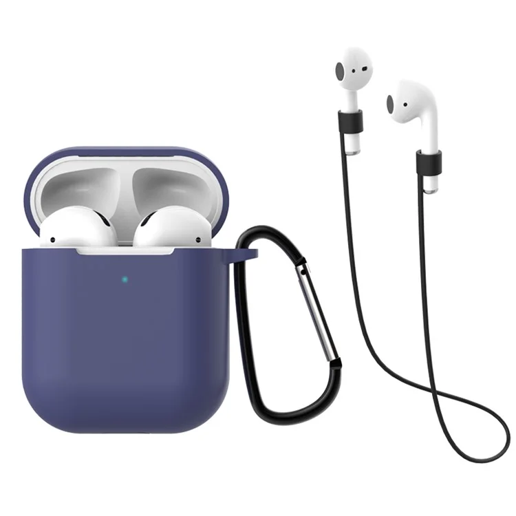 3 Pcs/set AirPods Deckung Für Apple AirPods Mit Ladekoffer (2019) / Mit Drahtloser Ladefall (2019) - Dunkelblau